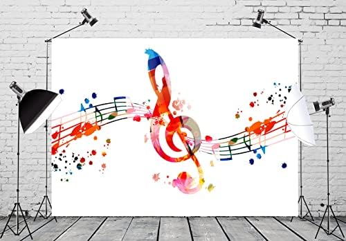 Плат BELECO 10x6,5 метра, Цветен Фон за музикални записи, Художествена Боя, с Преливащи се цветове Музикални Партитури, Музикален Символ,