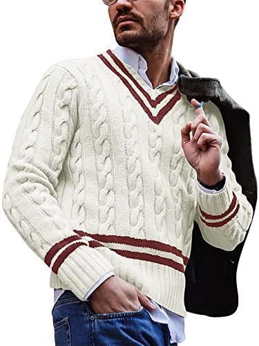 DuDubaby Пролетно-Есенния Мъжки Пуловер с дълъг ръкав На райета, Бизнес Пуловер