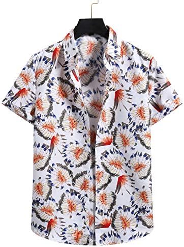 Хавайски Ризи за Мъже Копчета, всеки ден Дъждовни Есенни Тениски с Графичен Дизайн, Яка с Ревери, Къс Ръкав, Свободни Модни Върхове