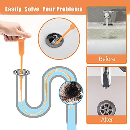 Eucredy 6 Опаковки за отстраняване на засоров в сливном отверстии, 25-Инчов инструмент за почистване на тоалетна дупки в мивката (3 броя)