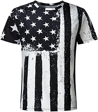 Войник с Къс Ръкав за Мъже Американски Флаг Плюс Размер Тениска Ретро Патриотическая Блуза за Тренировка на Мускулите Лека Атлетика