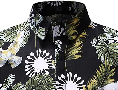 UBST/Мъжки Хавайски Ризи, Лятна Риза с копчета с къс ръкав и Тропически Цветя принтом, Оборудвана Приятелка, Реколта Плажни