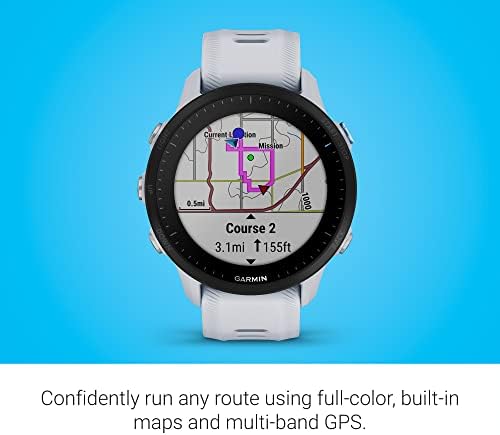 Garmin Forerunner® 955, Умни часовници с GPS-система, специално проектирани за триатлетите, с дълъг живот на батерията, Whitestone