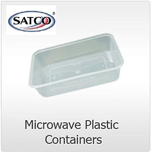 Пластмасови контейнери 50x650 мл, прозрачни, с капаци, за приготвяне на храна в микровълнова фурна на храна за вкъщи SATCO