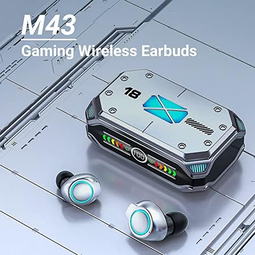 Безжични слушалки StitchGreen Bluetooth 5.3 True, Слушалки M43 с шумопотискане ENC и със зарядно, калъф с RGB подсветка,