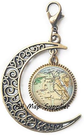 AllMapsupplier Fashion Moon Zipper Pull, Чар, с цип за омаром на картата на Египет, Закопчалката-омар с цип във формата