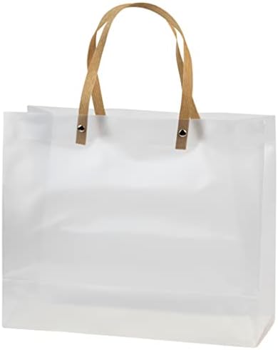 Подаръчни пакети Hammont Clear Frosted - 10 опаковки - Найлонови торбички за еднократна употреба с кафява сламена дръжка