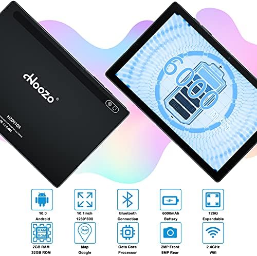 Таблет Hoozo 10 Инча, Android Таблети 10 с дълъг живот на батерията 6000 mah, Четириядрен Сензорен екран HD, 32 GB, WiFi BT Google Play