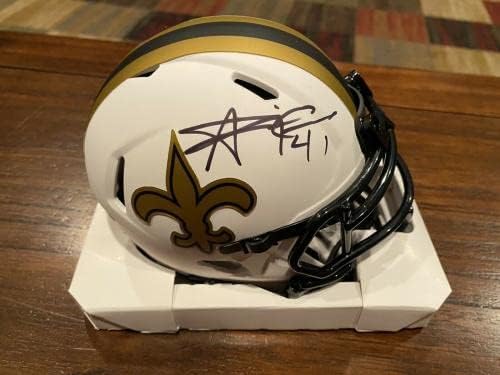 Алвин Камара подписа мини-Каска Свидетел на Лунната Затъмнение New Orleans Saints 2 - Каски NFL с автограф