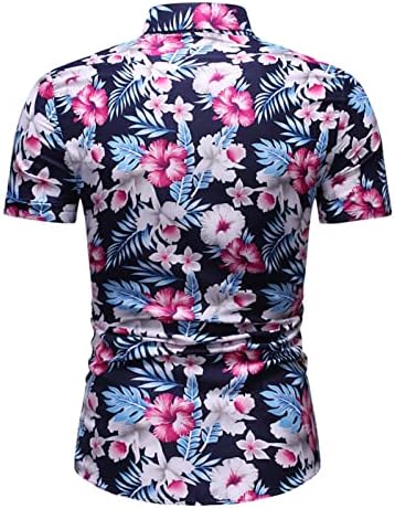 UBST Мъжки Хавайски Ризи Лятна Риза с копчета с къс ръкав и Тропически Цветя принтом, Приталенные Реколта Плажни Върховете Алоха,