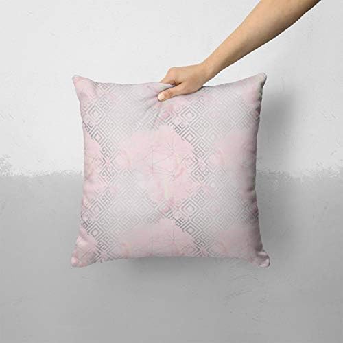 iiRov Karamfila Silver & Pink Marble V12 - Индивидуален Декоративен Начало Декор На закрито или на открито, Калъфка за дивана, на леглото или