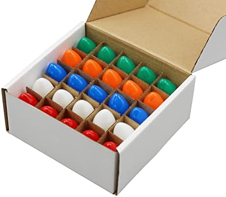 25 Опаковки Цветни коледни сменяеми електрически крушки C7 - C7, устойчиво горене - Керамични Цветни - 7 W, дълъг живот, настоящата никел