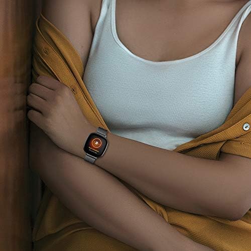 WIGERLON (2 опаковки, съвместими с джапанки Fitbit Versa 3 /Fitbit Sense за жени и мъже, заменяеми метални въжета от мрежа