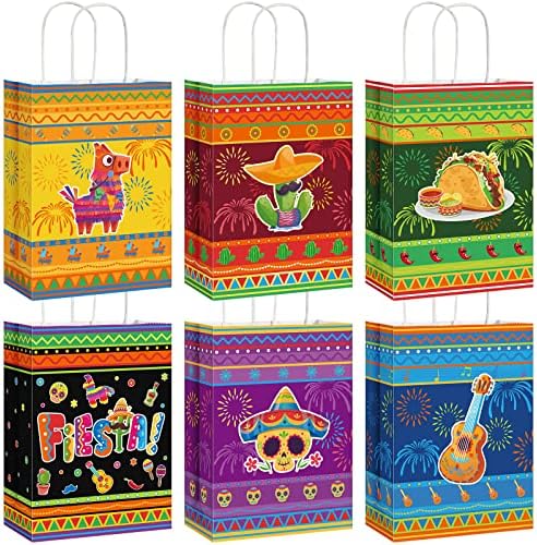 Pajean 18 Опаковки Чанти за Празнични партита с Дръжки, Опаковки за шоколадови Бонбони Cinco De Mayo, Мексикански Тематични Хартиени Подаръчни Торбички на ден, Рожден Ден, Де