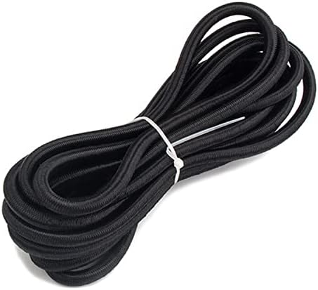 Ударни кабел за бънджи 1/8 x 26 - Разтеглив Найлонови въжета За морски Каяк, Вдигане на Еластичната Въже и Привязной каишка за ремарке (черен)