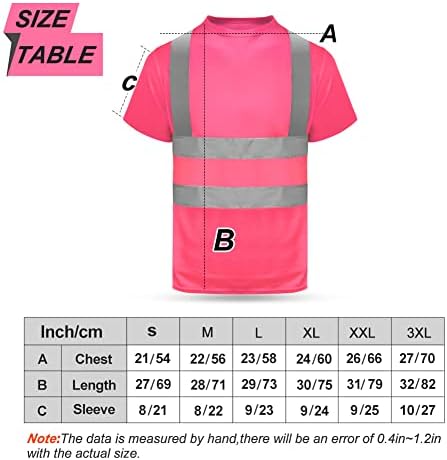 Светоотражающая тениска HYCOPROT с висока видимост, бързо съхнещи ризи от защитна мрежа с къс ръкав (Розово, XX-Large)