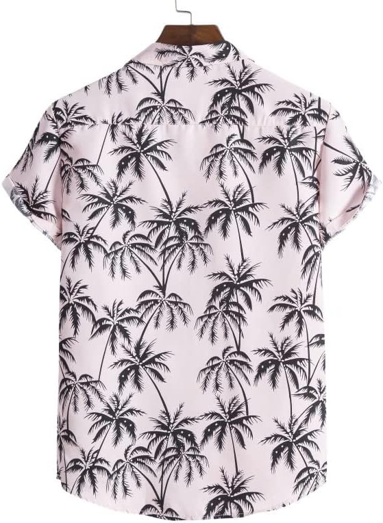 Костюм за почивка HOUKAI, Мъжки Хавайска риза, костюм с къс ръкав, Ежедневни риза с копчета с принтом, Плажни шорти, 2 броя (Цвят: D, Размер: