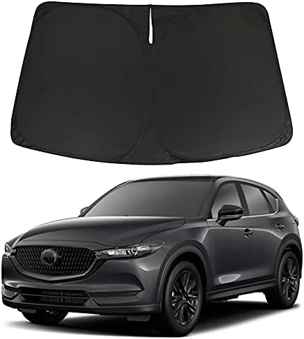 Сенника на предното стъкло D-Lumina, съвместим с Mazda CX5 CX-5 (Sport, Touring, Grand Touring, 4-местен кросоувър) 2017 2018 2019 2020 2021 2022 2023 - Сгъваема сенника На Предното Стъкло Protector