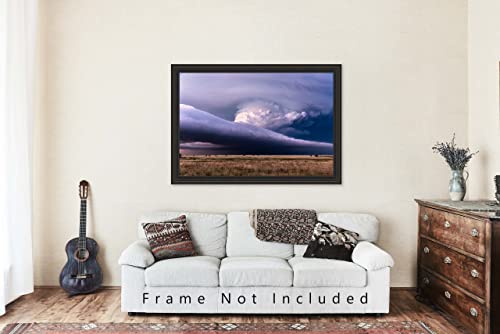 Снимка на буря, Принт (без рамка), Изображението Суперячеечной на буря, която обхваща хоризонт, в Пролетен ден в Тексас, Метеорологичните