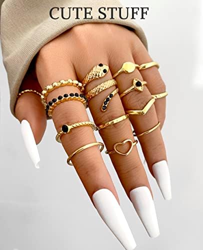 Ако сте 66 бр. Комплект златни пръстени на юмрук за жени, Реколта Наращиваемые пръстен, Пръстен на пръста си във формата на