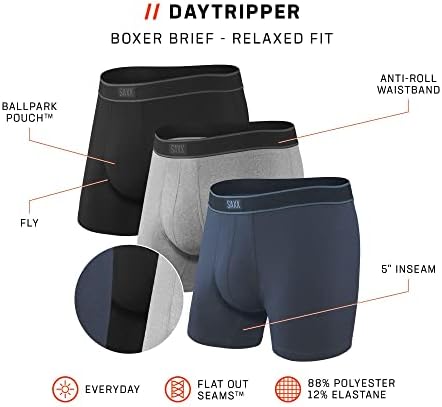Мъжко бельо SAXX - Слипове-боксерки DAYTRIPPER с вграден калъф за подкрепа – Опаковка от 3 броя, бельо за мъже