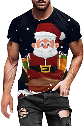 DSODAN Коледни мъжки тениски Solider с къс ръкав, Забавни Коледни тениски с Принтом Дядо Коледа, Спортни плътно Прилепнали тениски