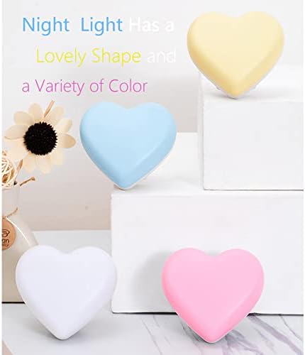 4 БР. Красиви нощни лампи, Детски нощна светлина във формата на сърце с датчици за осветление, Автоматичен сензор от здрач до зори, Мека