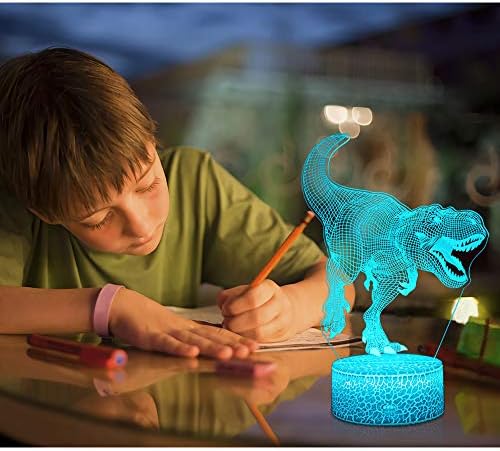 SZLTZK Динозавър 3D Иллюзионная Лампа за Момче Динозавър Лампа 16 Цвята с Дистанционно Управление Интелигентен Сензорен лека нощ най-Добрият