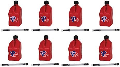 Квадратен кана за течност за моторните спортове VP Racing Fuels обем 5 литра червено и 14-инчов маркуч (8 опаковки)