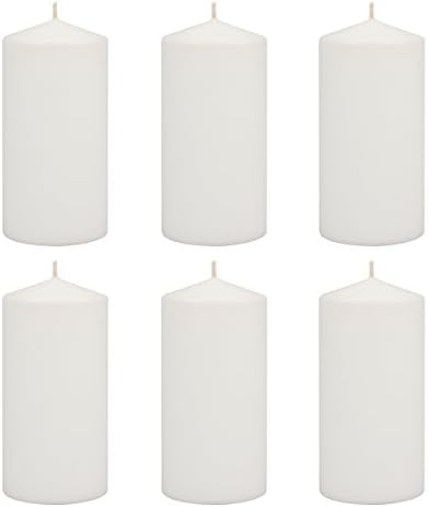 Свещи Stonebriar 6 Височина 3 x 6 инча от бял восък, без мирис горят 65 часа (за опаковка от 4 броя, общо 24 броя)