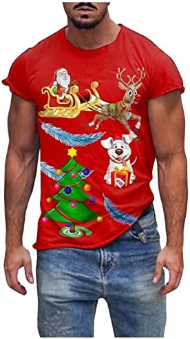 XZHDD, Ризи с къси ръкави Коледен войници за мъже, тениски с кръгло деколте и принтом Дядо Коледа, Върховете на домашно парти, Ежедневни