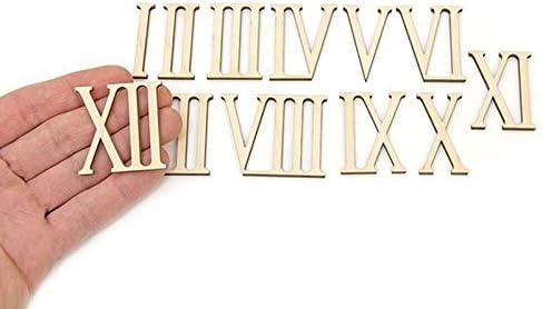 12шт Дървени Римски цифри Форма на Дървени Цифри, Цифри Украса Занаят Украса (височина 4 см)