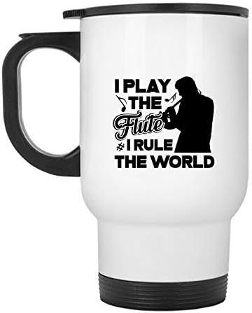 Чаша за пътуване флейта player Управлява света, Чаша от неръждаема стомана (Сребърна чаша)