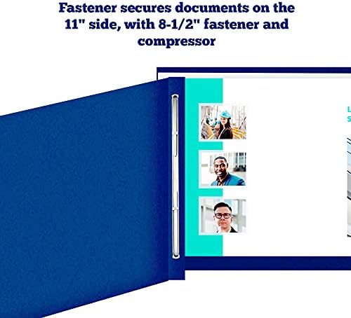 10 X папки-задължителен за представяне на пейзажна основа с размери 11 x 17 инча, Синя корица за доклад от ПЛОСКОСТИ с метална стена