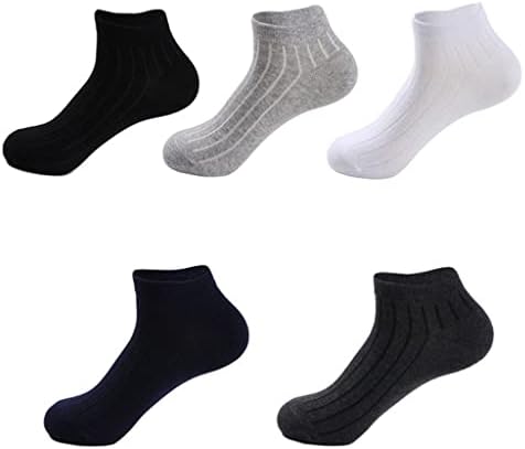 ZHUHW Ежедневни Мъжки Чорапи Дишащи за Мъже, Памучни Чорапи-Обувки, бързо съхнещи Черни Къси Чорапи, 5 Двойки