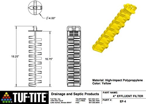Филтър за отпадни води серия Tuf-Tite EF-4 за жилищни помещения (Само филтър), жълт