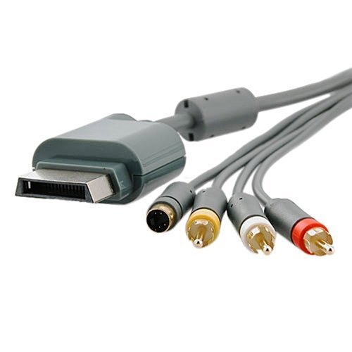 6 фута Сиви AV композитен кабел и кабел S-Video, Съвместим с Microsoft Xbox 360 / Xbox 360 Slim