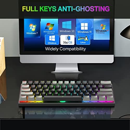 E-YOOSO 60% Жичен ръчна детска клавиатура с подсветка RGB, Ультракомпактная 61 Клавиша с възможност за гореща замяна, Мини Водоустойчив