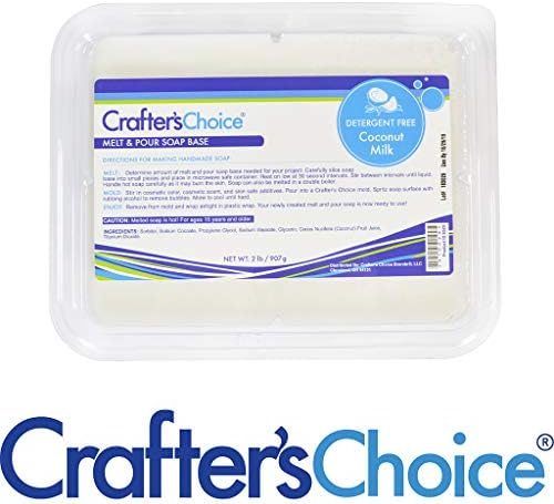 Crafter's Choice 2 кг. Кокосово Мляко, Без почистващи препарати Стопява и се Изсипва Сапунена основа Бял цвят