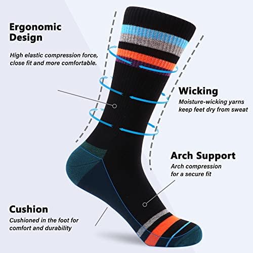 Ежедневни Памучни чорапи WeciBor Men ' s Work Crew С мека подплата за телета (6 опаковки)