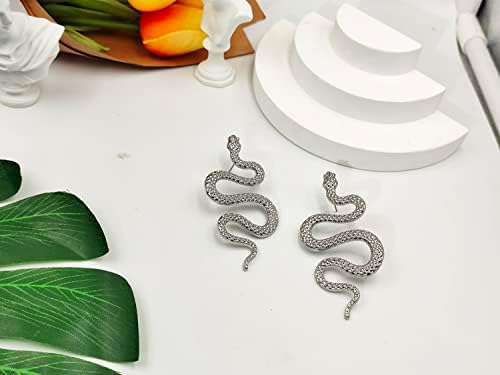 INENIMARTJ Висящи обеци във формата на змии за жени, Ефектни обеци в формата на змия в стил бохо, висящи обеци в стил пънк-готик като
