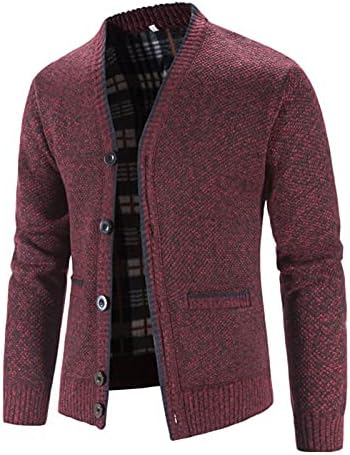 Зимен мъжки вязаный пуловер, яке, однобортный жилетка с V-образно деколте и копчета, палта с дълъг ръкав, трико с джобове