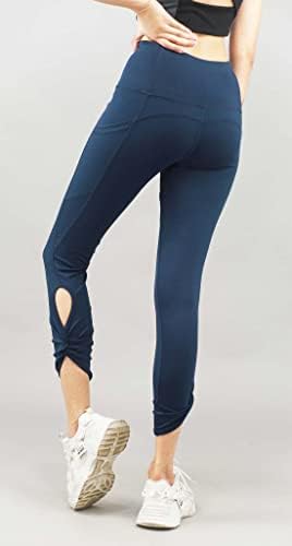 Задължителните женски Чорапогащник с висока засаждане/Панталони за йога/Гамаши, с джобове, 4 Начина на Обвързване на Еластичен възел