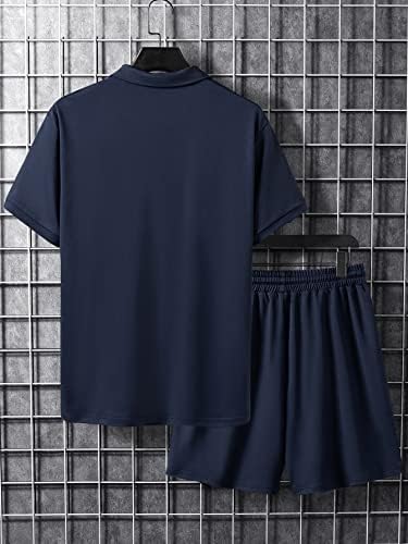 FIOXA / Мъжки облекла от две части, Мъжка Риза с къси ръкави с корона и писмото принтом с цип и къси панталони с една четвърт