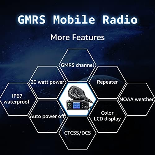 Мобилно радио Retevis RB86 GMRS, Водонепроницаемое сигнал за времето NOAA IP67, Мобилен радиостанцията GMRS голям обсег на действие,