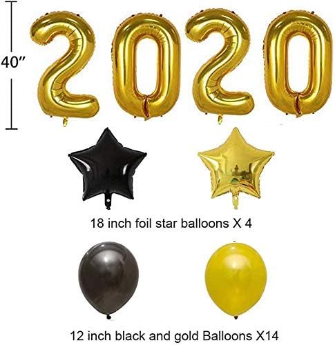 Нова година на бала на балони Worldoor 2020 - Злато, Майларовый номер от фолио 2020 - Аксесоари за абитуриентски партита 2020 - Бижута