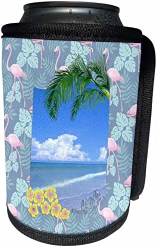 3 Начертайте плажна сцена с тропически цветя, палми ai - Пакет за бутилки-охладители (cc_351623_1)