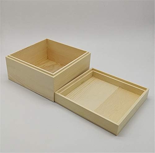 Anncus правоъгълна кутия за съхранение от масивно дърво, маса кутия за съхранение на канцеларски материали, корица за небето и земята,