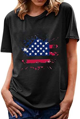 Дамски Ризи 4 юли, Ежедневни Блузи С изображение на Знамето на САЩ, Тениска С кръгло деколте и Къс Ръкав, Модни Блузи Летни