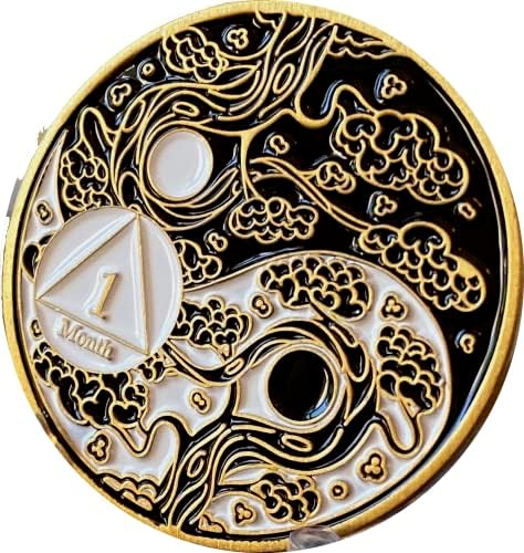 Рециклирани чип, медальон АА на 1 месец, дърво сакура, черешов цвят, Ин, Ян, черно и бяло медальон за молитва Спокойствието